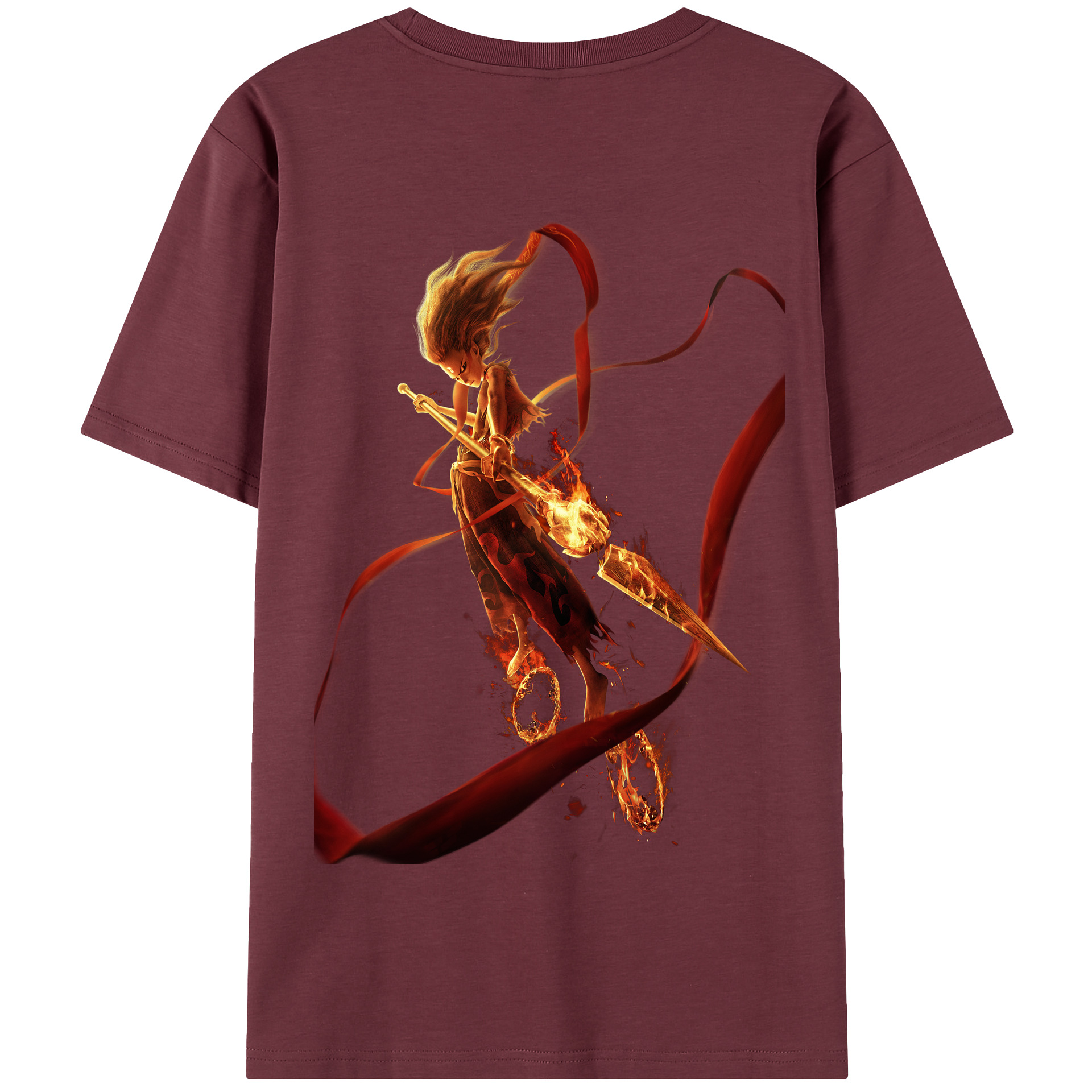 （画像用） Ne Zha 2 ナタ 魔童の大暴れ 綿100％半袖Tシャツ（背面プリント）